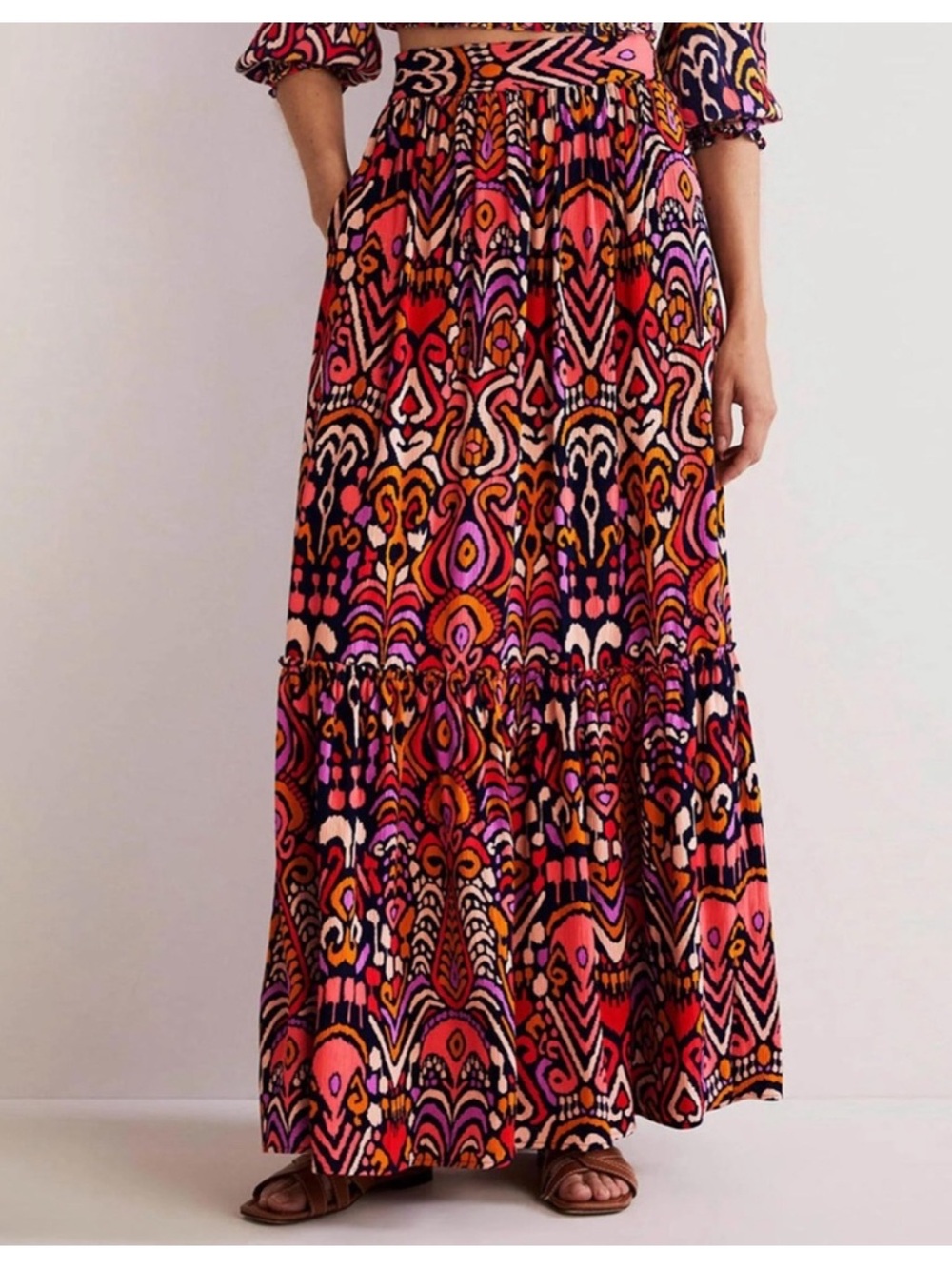 Boden colorful tiered maxi skirt 10 NWOT